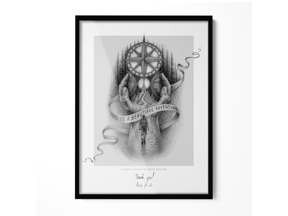 Marco de espejo sencillo (60x80 cm - Negro)