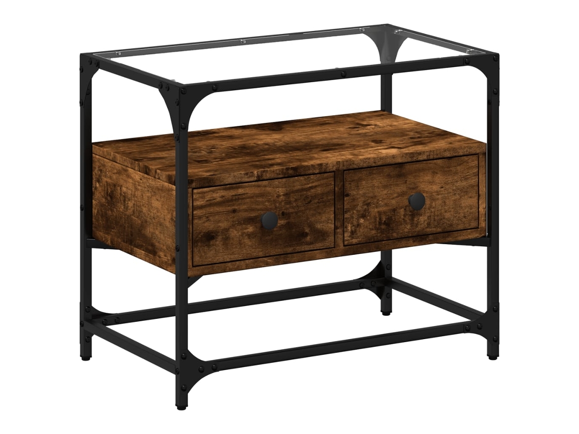 MAISON EXCLUSIVE Mueble de TV con tapa de cristal en derivados de madera de roble ahumado (60x35x51 cm)