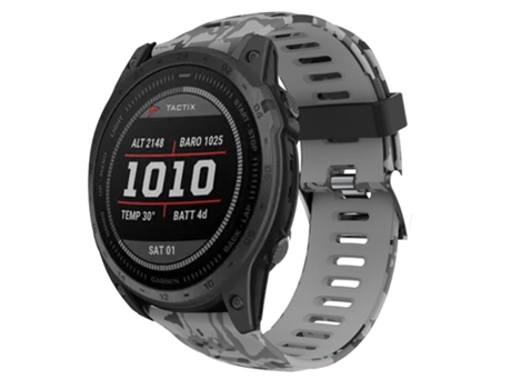 Correa de reloj de silicona con estampado de camuflaje solar para Garmin Instinct 2X (gris + camuflaje militar)