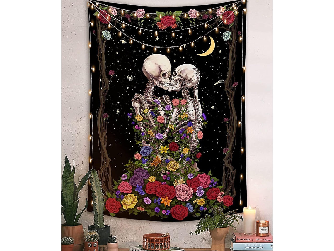 Omni-tapiz De Pared Con Diseño De Esqueleto Humano Hippie Para Dormitorio Decoración 148*200cm