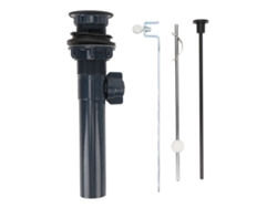 Tapón de lavabo con barra antiobstrucción, acero inoxidable negro, para baño