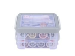 Kit de costura para el hogar con cinta métrica, tijeras, dedal, hilo, agujas y caja de almacenamiento