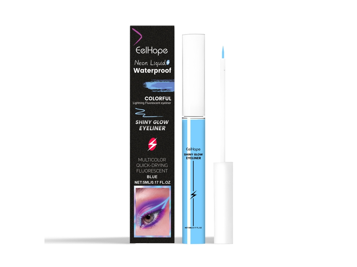 Maquillaje de delineador de ojos azul fluorescente