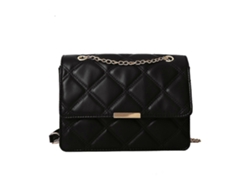 Bolso bandolera cuadrado de piel Lalamoli, bolso de hombro con cadena y bandolera con solapa, negro