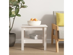 Mesa de Centro de Apoyo 45X45X40 Cm Pino Macizo Blanco