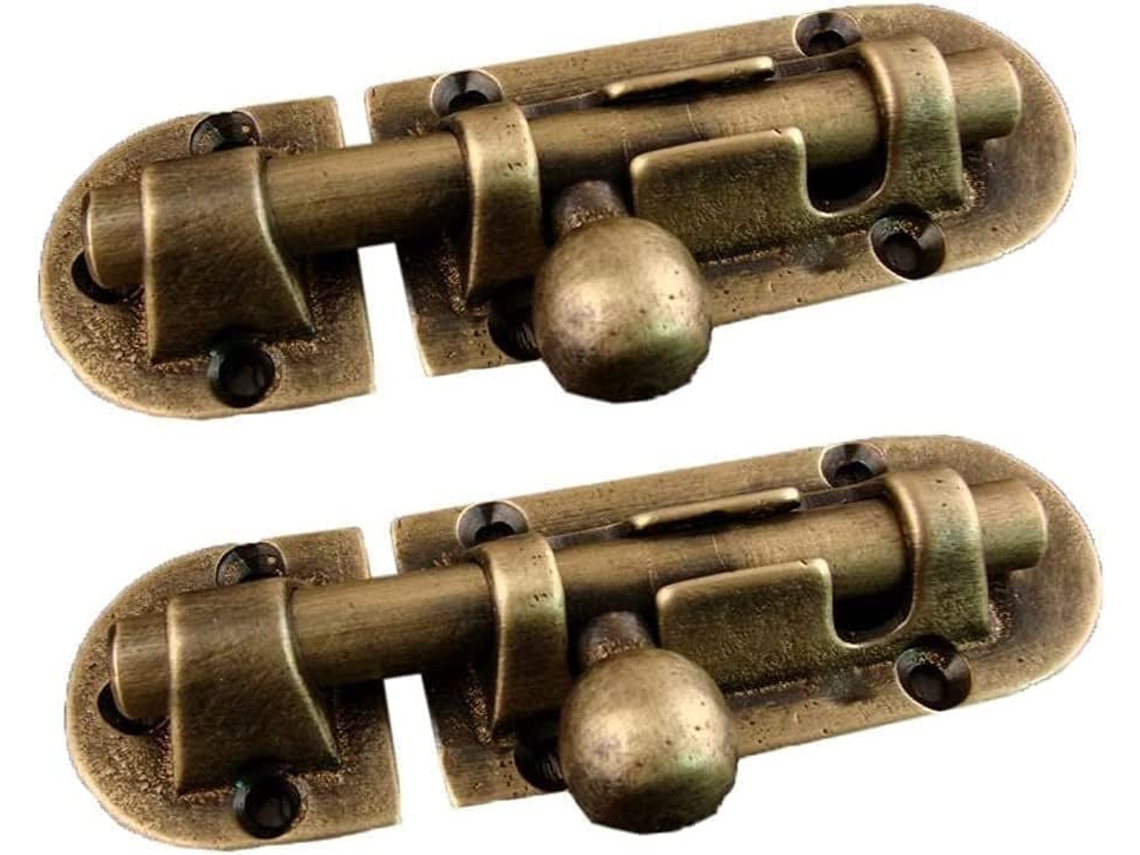 Cerrojo De Puerta Cerradura Pestillo 2 Piezas Perno Barril Antiguo Alta Resistencia Latón Macizo Engrosado