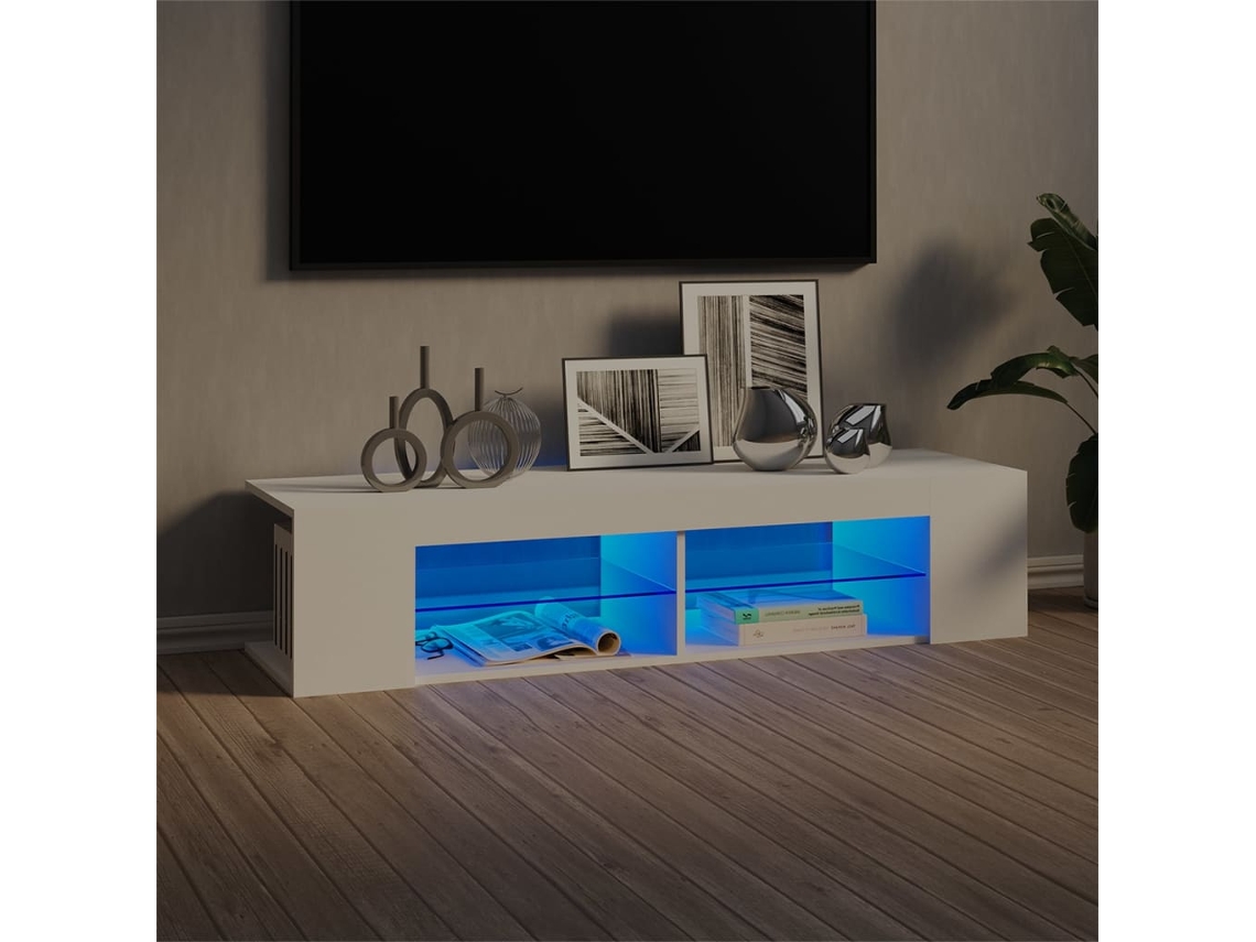 Mueble de TV con luces LED, 135 x 39 x 30 cm, blanco, DKD HOME DECOR