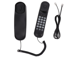 Teléfono fijo con cable para montaje en pared, con sonido nítido y volumen ajustable - Negro