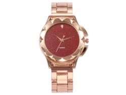 Reloj De Pulsera De Cuarzo Para Mujer Vansvar Con Correa De Aleación Y Diamantes De Imitación Con Estampado Floral (rojo)
