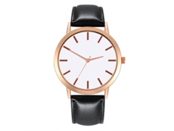 Reloj De Pulsera De Moda Para Mujer Con Correa De Cuero, Esfera Redonda Y Movimiento De Cuarzo Negro.