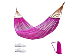 Hamaca de exterior Siurn, tejido de malla de nailon transpirable (255 x 130 cm), color rosa