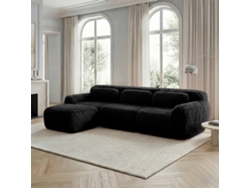 Sofá Modular L 3 Plazas - Plush Suave, Sin Marco, Sin Montaje, Con Cojines - Negro