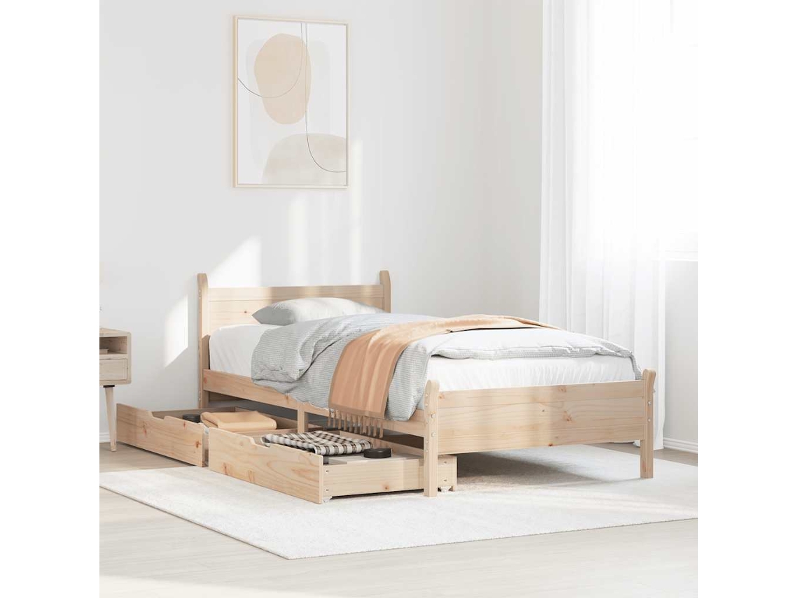 Syfax™ Estructura De Cama Sin Colchón Madera Maciza De Pino 90x200 Cm