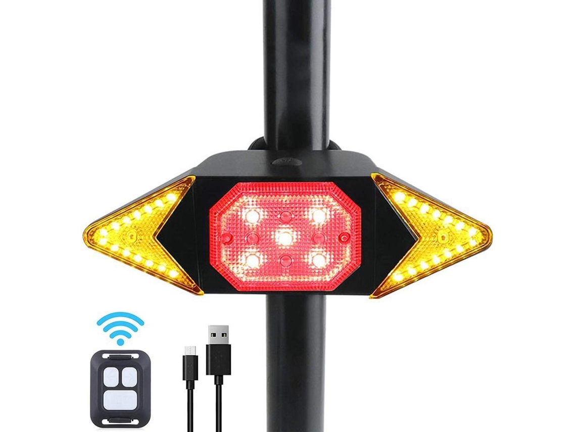 Luces traseras inalámbricas para bicicleta con control remoto, resistentes al agua, 6 modos, IPX4, recargables mediante USB.