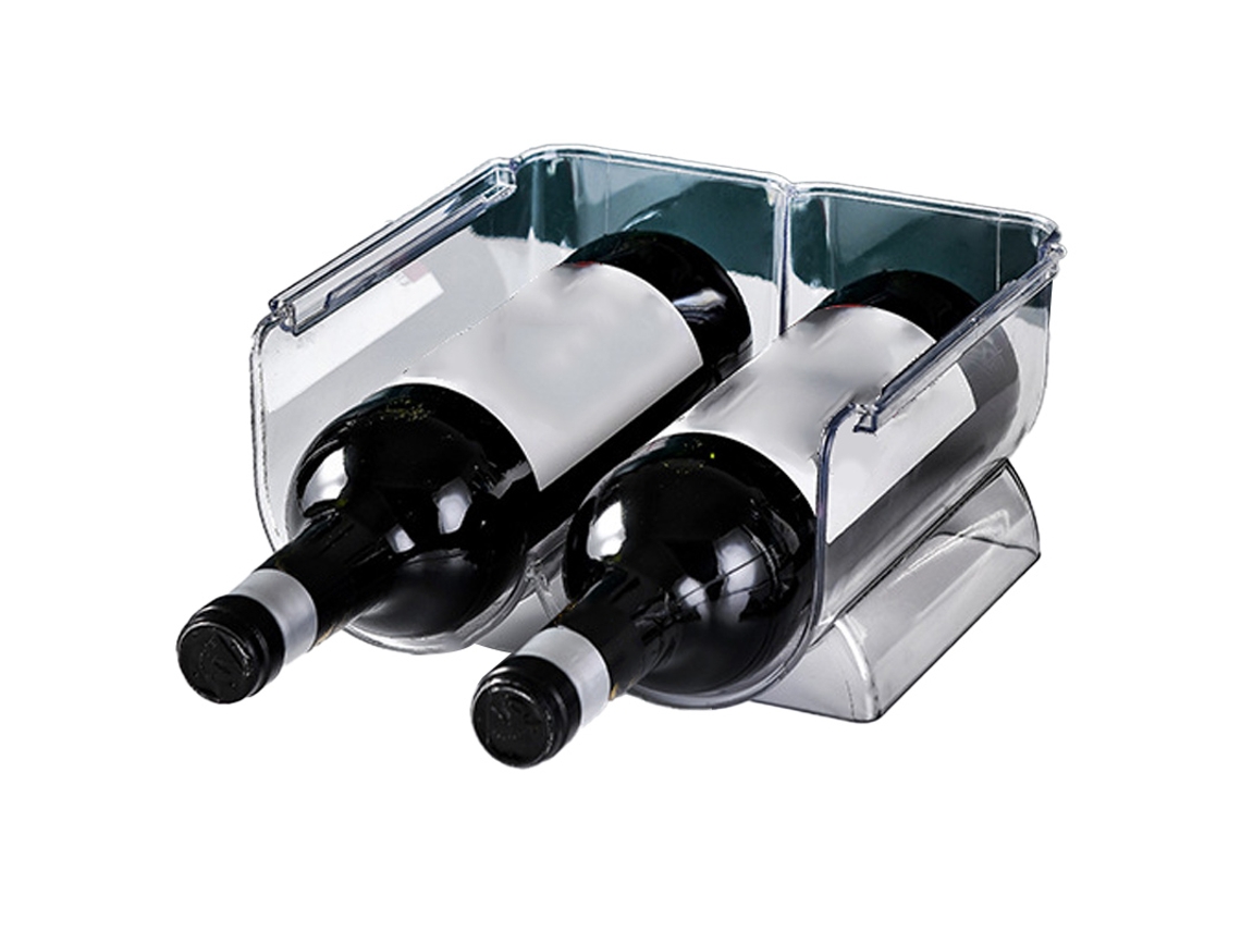 Organizador De Vino Apilable De Plástico Transparente, Soporte Para 2 Botellas, Para El Hogar Y Exhibición.