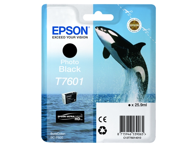 Cartucho de tinta original EPSON, T7601, Orca 25,9 ml , Negro foto, C13T76014010