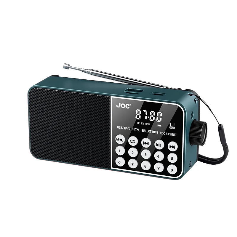 Mini radio FM (azul) - Pantalla LED HD - Altavoz Bluetooth - Linterna - Compatible con tarjeta TF - Unidad USB - Conector para auriculares de 3,5 mm