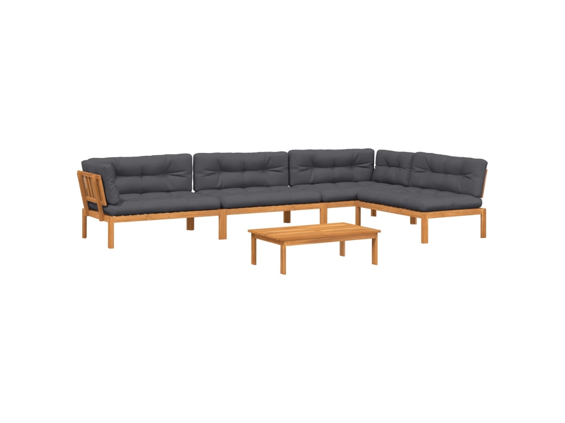 Maison Exclusive - Juego de 5 piezas de muebles de jardín de palets con cojines, madera maciza de acacia.