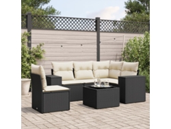 Conjunto de sofás de jardín de 6 piezas DKD Home Decor con cojines de mimbre negros