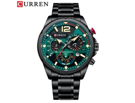 Relojes para Hombre,Reloj de Cuarzo de Acero Inoxidable Completo para Hombre Reloj de Negocios Informal de Moda-Concha Negra Verde LUUCOZK