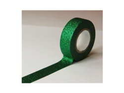 GLOBAL GIFT Cinta adhesiva - Verde oscuro - Purpurina - Reposicionable - 15 mm x 10 m