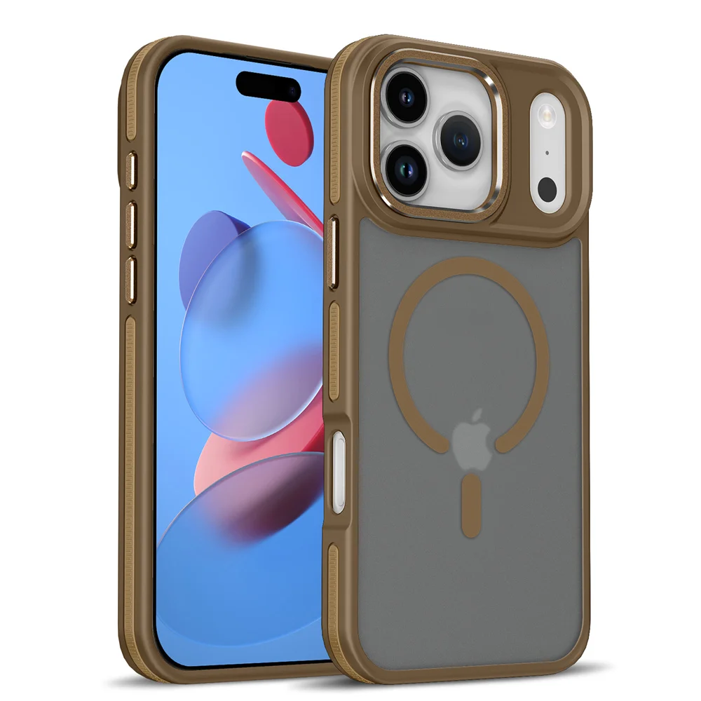 (iphone 17 Pro, Dorado) Funda Magnética Para Iphone, Compatible Con Carga Inalámbrica Magsafe.