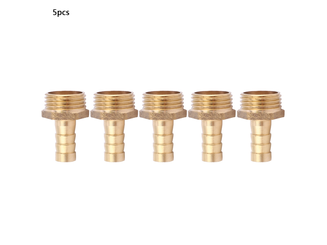 5 Conectores Macho Bsp De Latón (1/2") Para Acoplador Adaptador De Manguera Con Conexión De Púas De 10 Mm