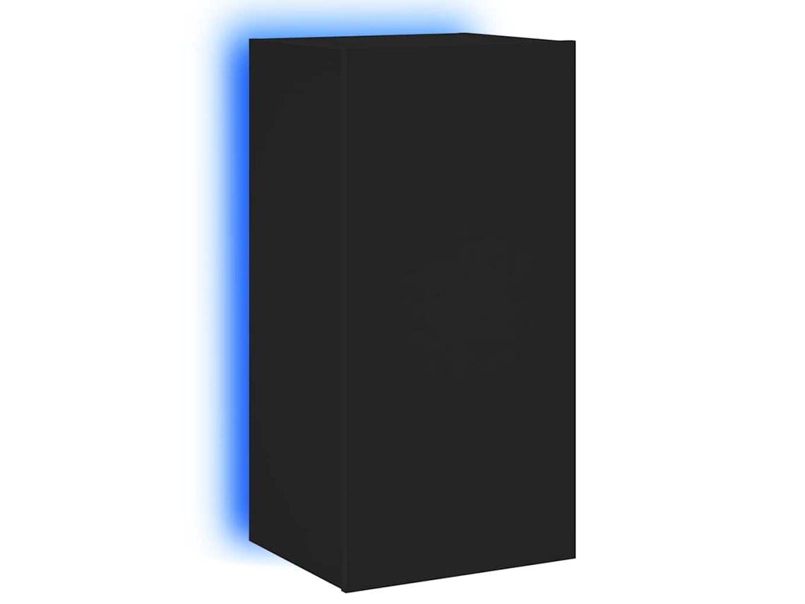 Maison Exclusive - Mueble De Tv De Pared Con Luces Led Negro 40,5x35x80 Cm