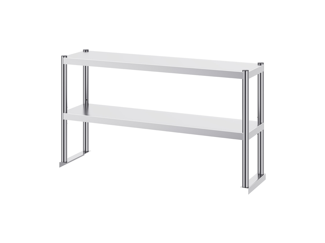 Estante doble de acero inoxidable de dos niveles Succebuy, 30 x 122 cm, para mesa de preparación