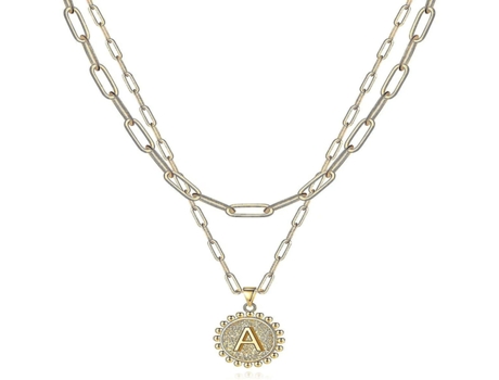 Collar de letras Gold de 18k/platino alfabeto chapado colgante de encanto inicial