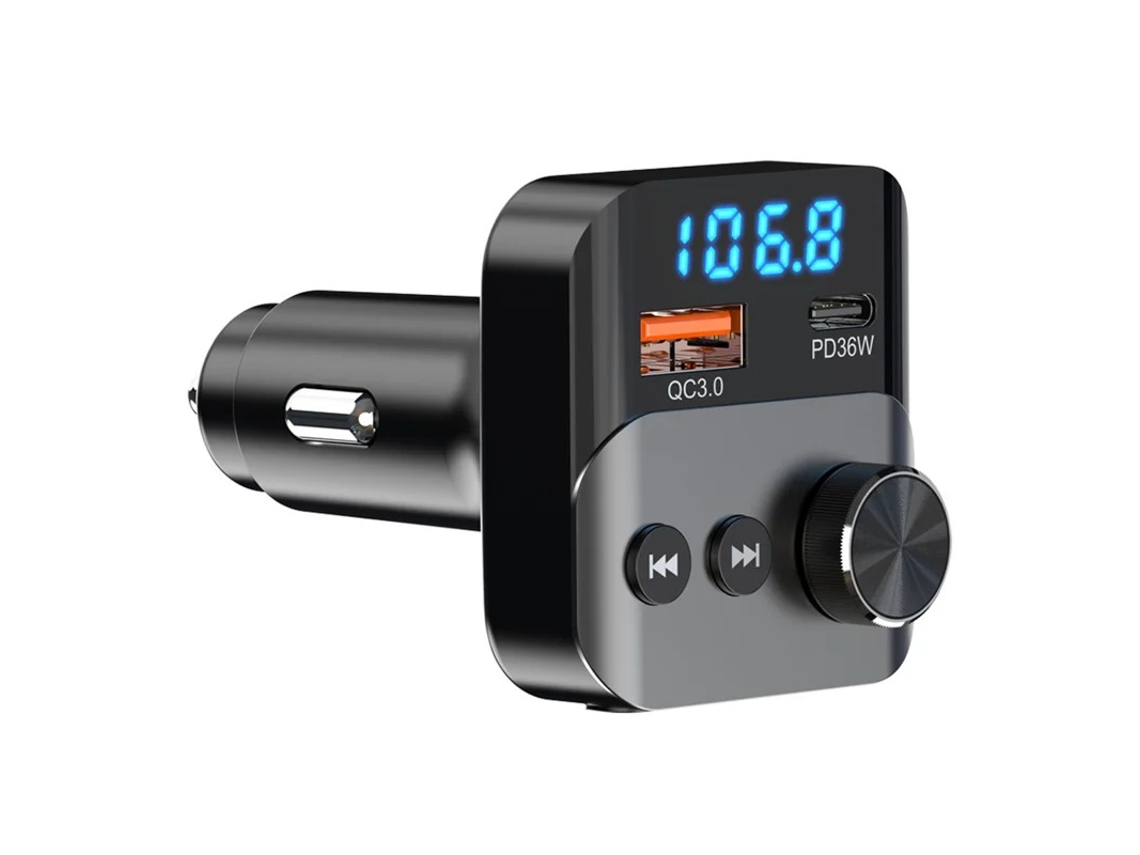 Transmisor FM para reproductor de MP3 en vehículo, compatible con modo de llamada Bluetooth 5.3, 36W.