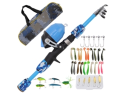 Kit De Caña De Pesca Para Niños Retráctil Combo Caña Y Carrete Multiusos 4.9ft Azul Para 3-15 Años