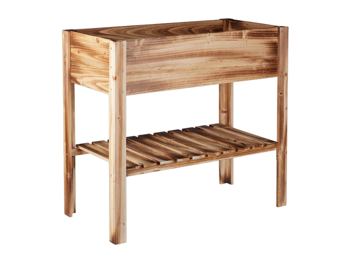Relaxdays Huerto Urbano De Madera, Con Estante, Macetero Rectangular, 80 X 88 X 43,5 Cm, Veteado
