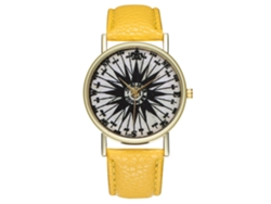 Reloj Analógico Para Hombre Zhoulianfa, Diseño Estándar, Esfera Redonda, Cuarzo Amarillo.