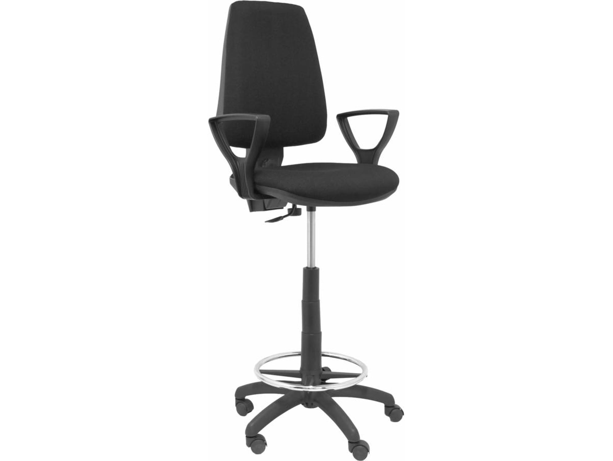 Silla de Escritorio Alta PIQUERAS Y CRESPO Elche Cp Negro (Brazos Fijos - Tejido)