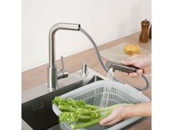 NEVEANCE Grifo de cocina de diseño universal, de acero inoxidable, fácil instalación, con rociador extraíble, control de temperatura sin esfuerzo y múltiples c