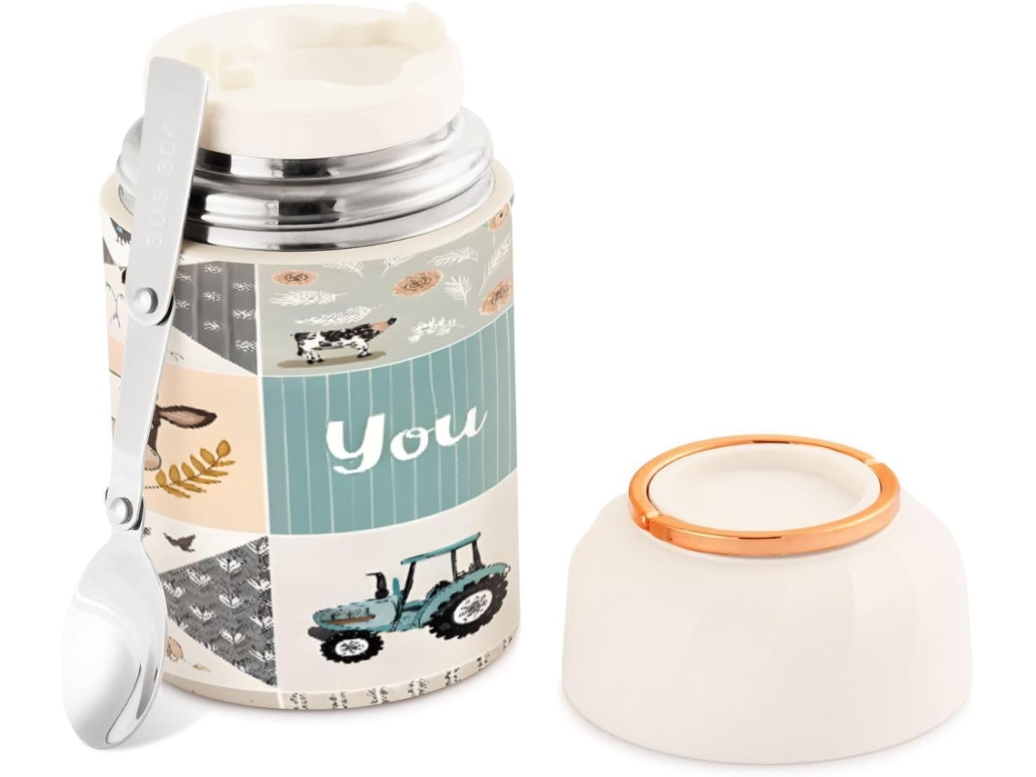 Recipiente para alimentos para adultos de 500 ml, acero inoxidable.