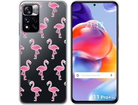 Carcasa para Xiaomi Redmi Note 11 Pro+ Plus 5G TUMUNDOSMARTPHONE Dibujos Transparente Flamenco Multicolor
