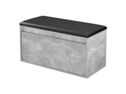 Banco zapatero Degerfors con cajón 80x39x45 cm - Efecto hormigón/Negro [EN.CASA]