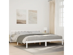 Cama Extralarga Sin Colchón Madera Maciza Pino Blanca 180x210cm