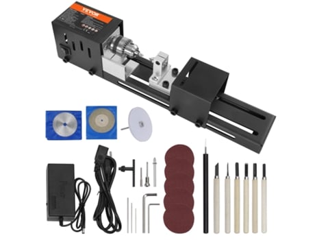VEVOR Mini torno de madera de 24V 96W 2.76 x 6.3 pulgadas para carpintería
