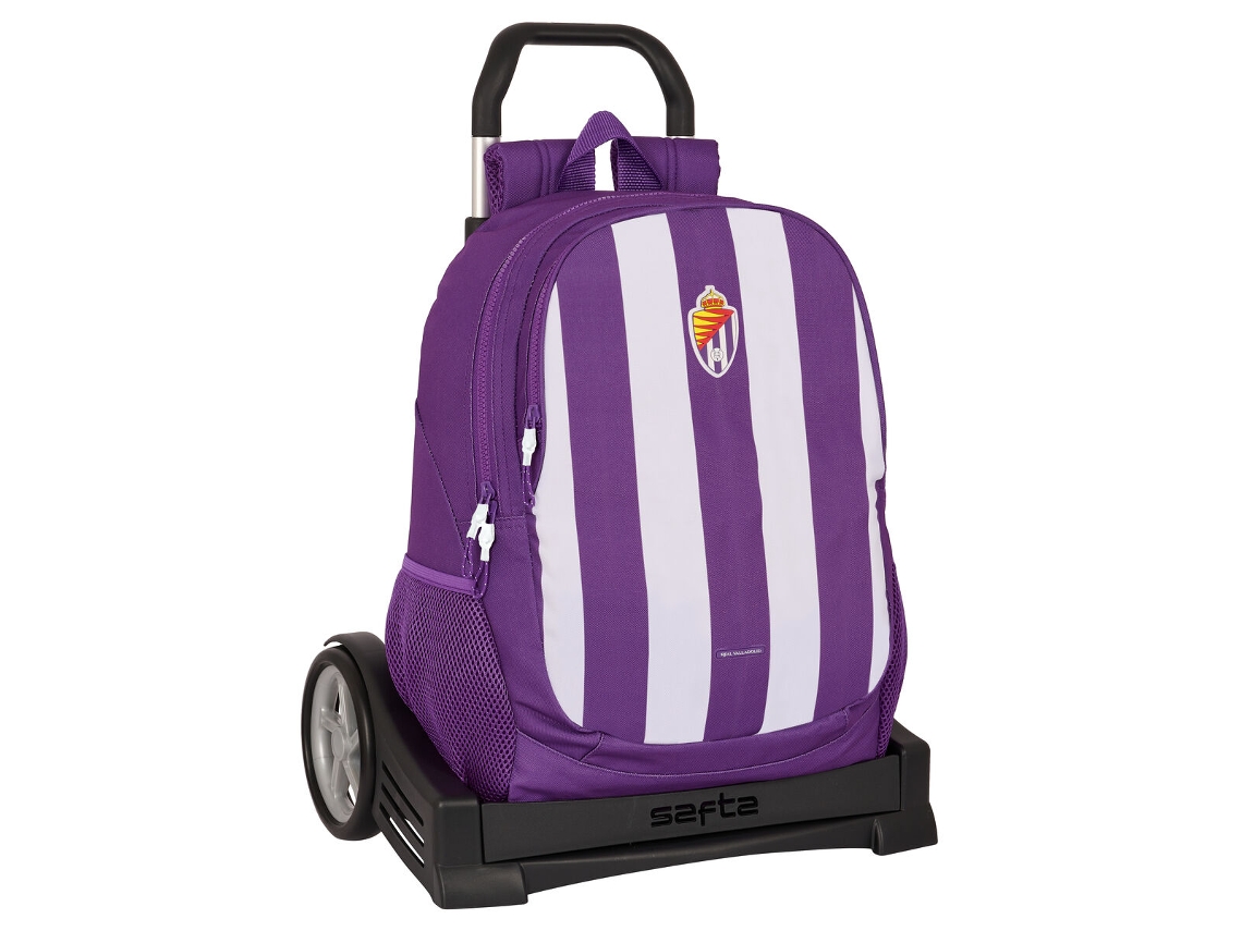 Mochila Escolar con Ruedas REAL VALLADOLID C.F. Morado 32 x 44 x 16 cm