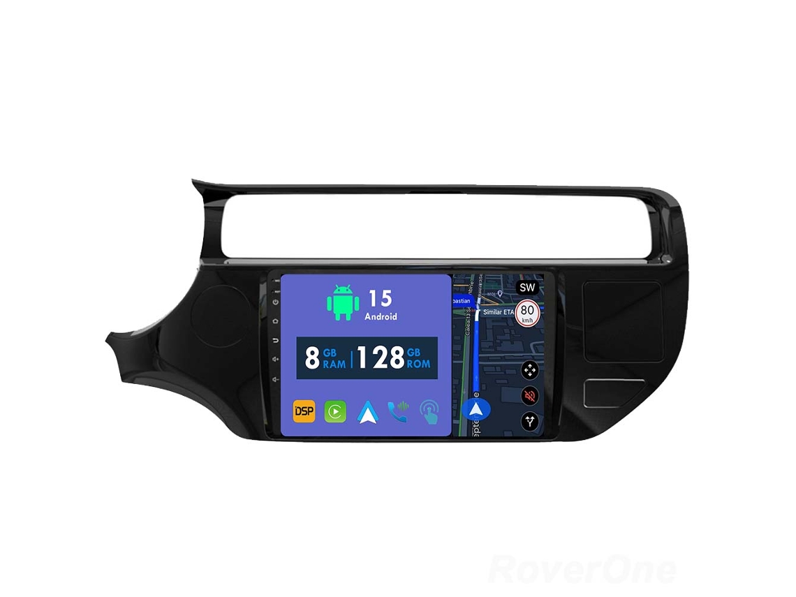Coche Radio Android Auto Autoradio 8GB RAM 128G ROM CarPlay Navegación GPS Pantalla Táctil RoverOne para Kia RIO 4 K3 LHD RHD 2015 - 2017 