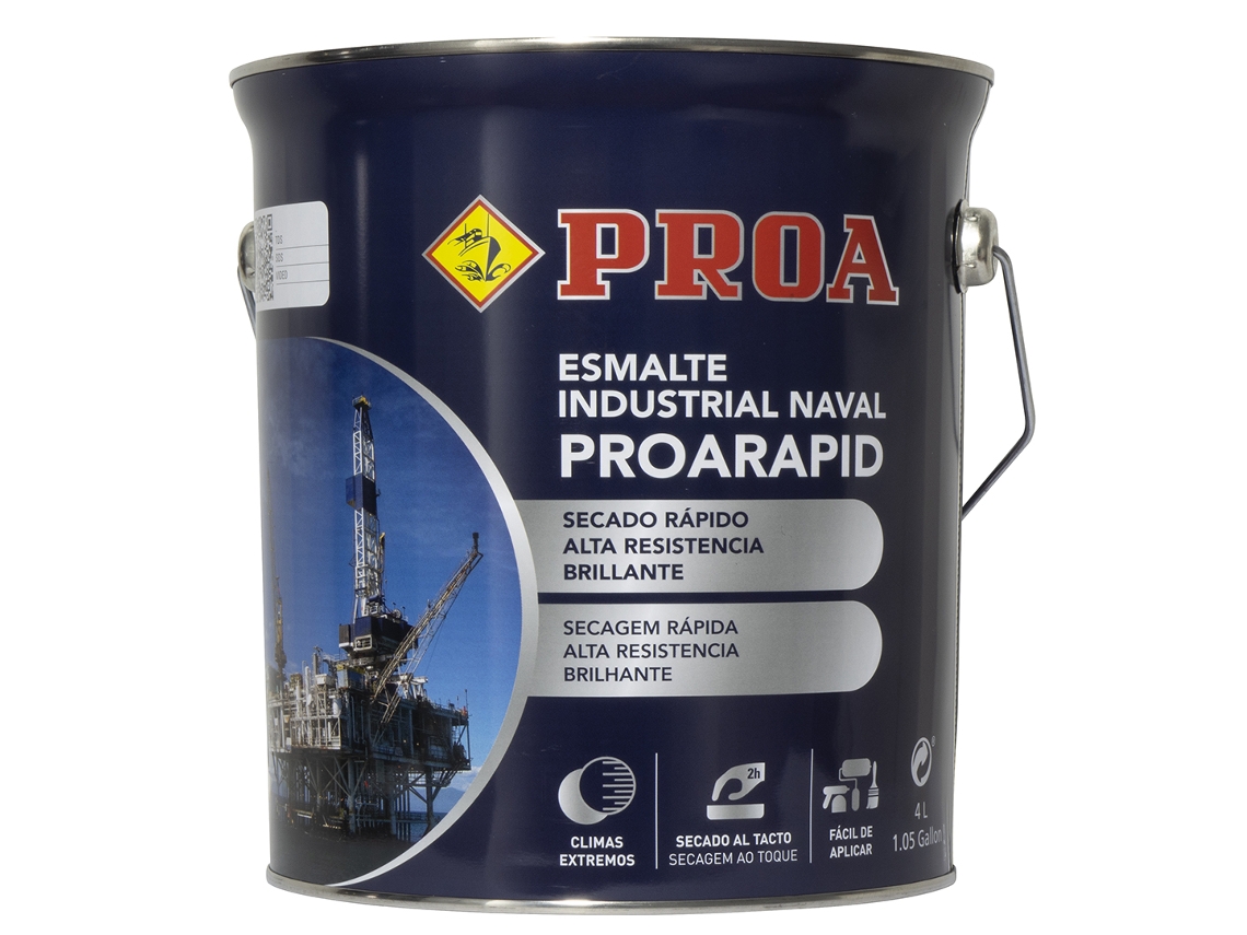ESMALTE NAVAL E INDUSTRIAL PROARAPID BRILLANTE Blanco 4L Esmalte de secado rápido y gran dureza PROA