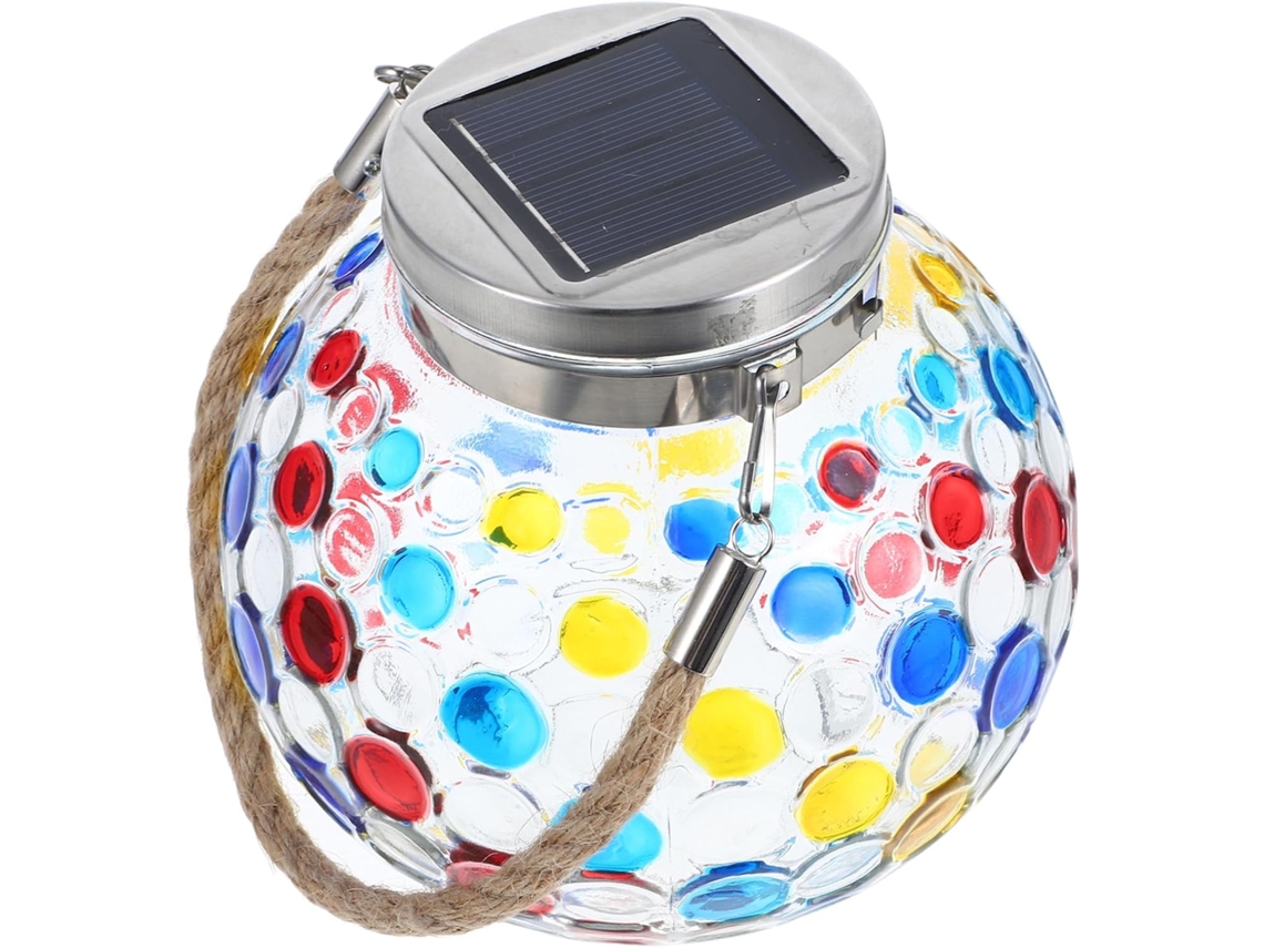 Lámpara solar de jardín de cristal con LED y luz cálida. SFUSHOS