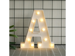 Letras del alfabeto con luz LED blanca cálida: perfectas para decoración de interiores, fiestas, bares, bodas o festivales (letra A).