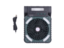 Ventilador solar portátil de 10000 mAh con luz LED, 4 velocidades y conexión USB.