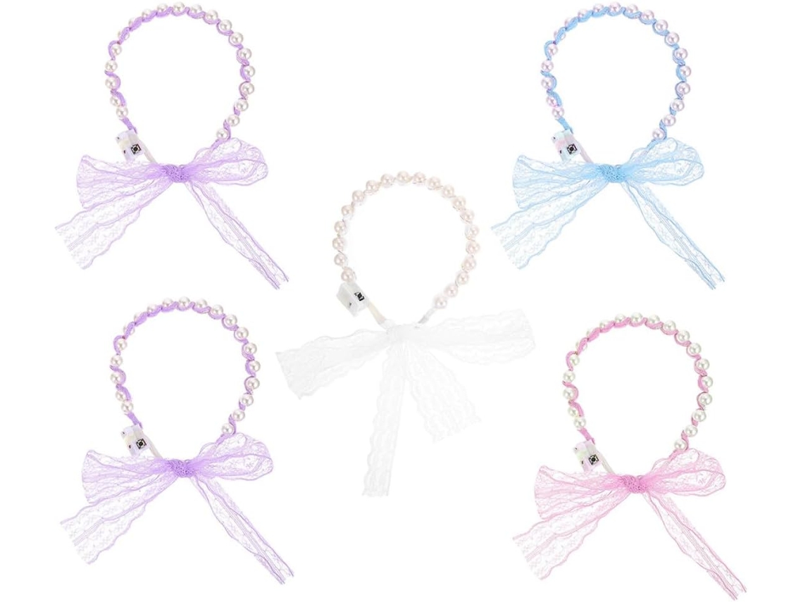 Nuobesty Com 5 Faixas De Cabelo Iluminadas Com Contas Multicoloridas, Acessórios De Cabelo Neon Para
