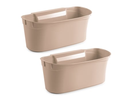 PLASTIC FORTE Lote de 2 Cestas Recogedoras para Cocina Multiusos Colgantes Marrón