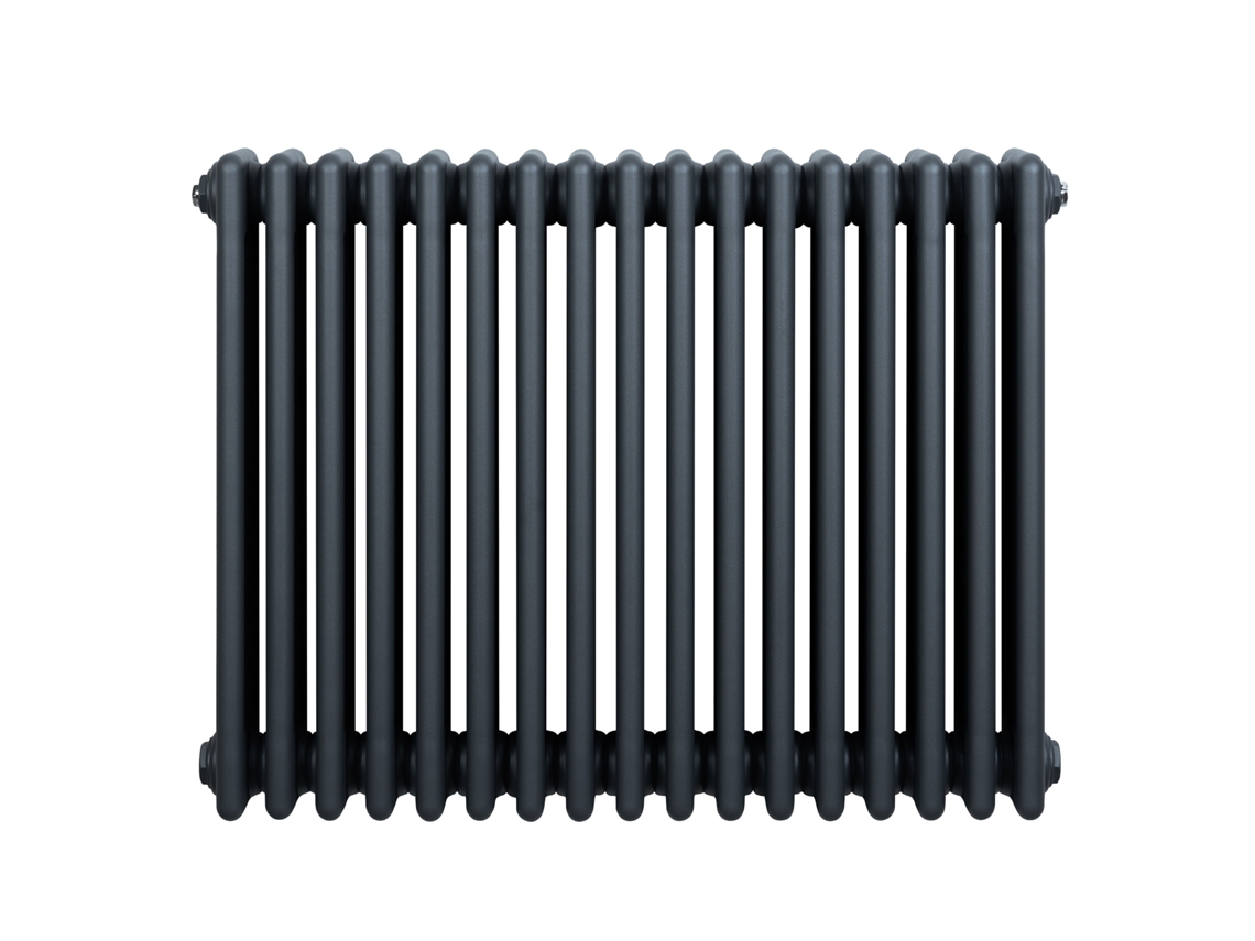 Radiador horizontal de 4 columnas, 600x785 mm - Gris antracita, acero al carbono de 1,5 mm, 756 W, alta eficiencia, fácil de instalar.
